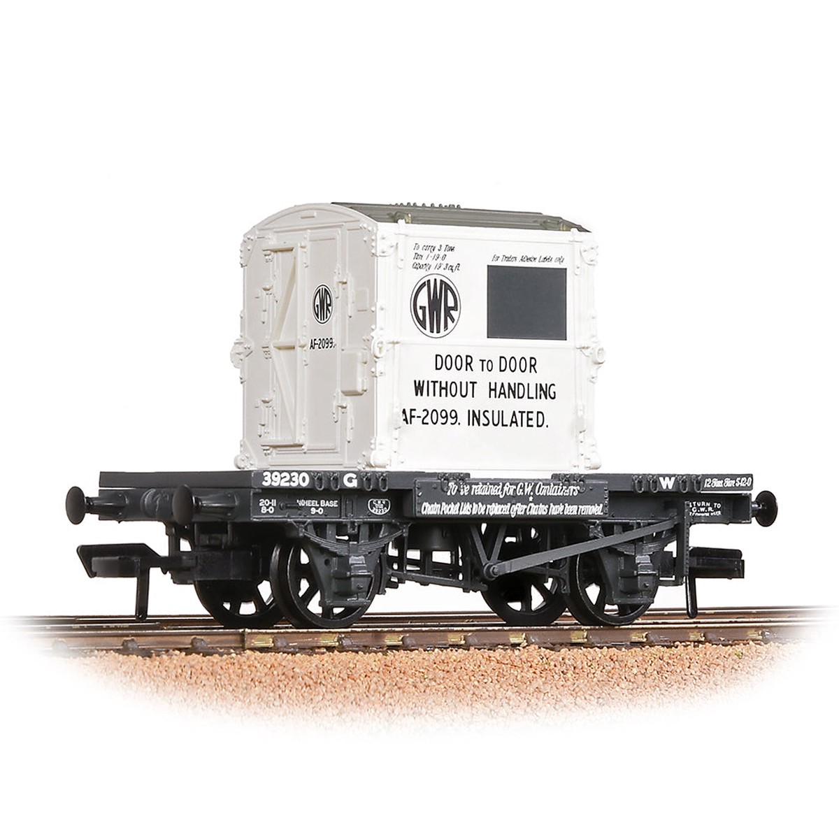 Bachmann 37-975B Conflat Wagon GWR Grey With 'GWR' AF Container [W, WL]