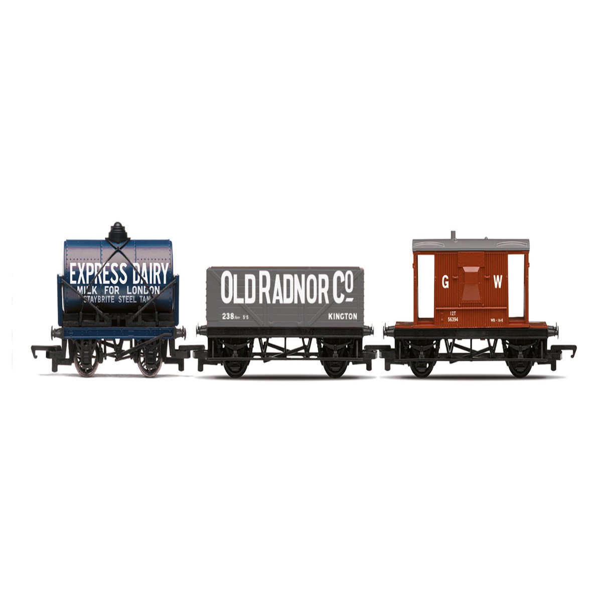 Hornby Railroad R60047 Triple Wagon Pack, Mixed Wagons with Brake Van
