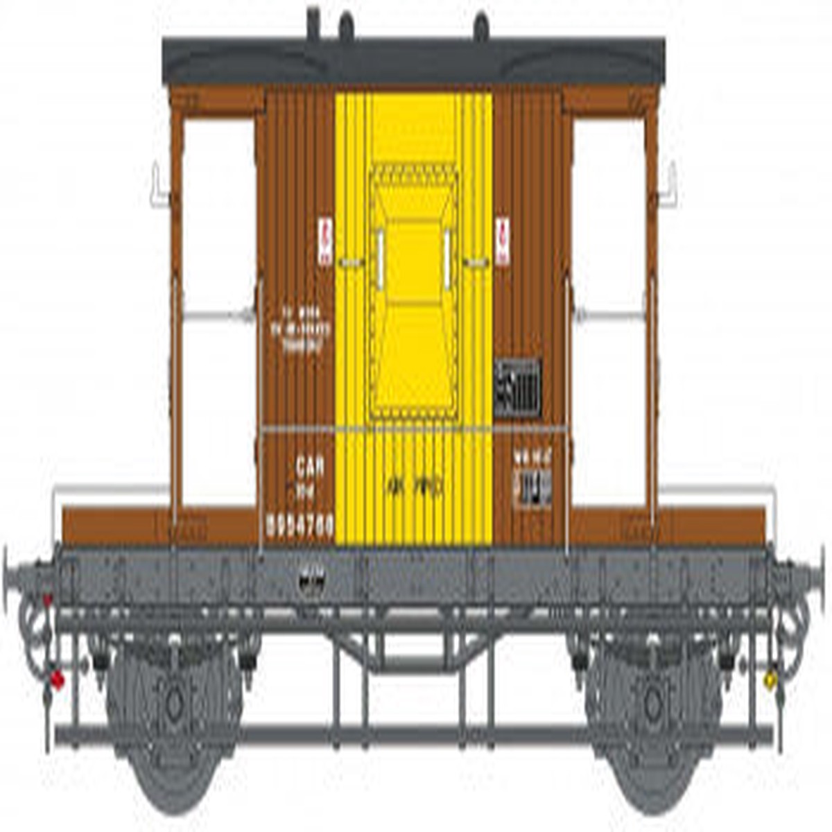 Dapol O Gauge BR 20T Brake Van B954768 Bauxite/Yellow Air Braked