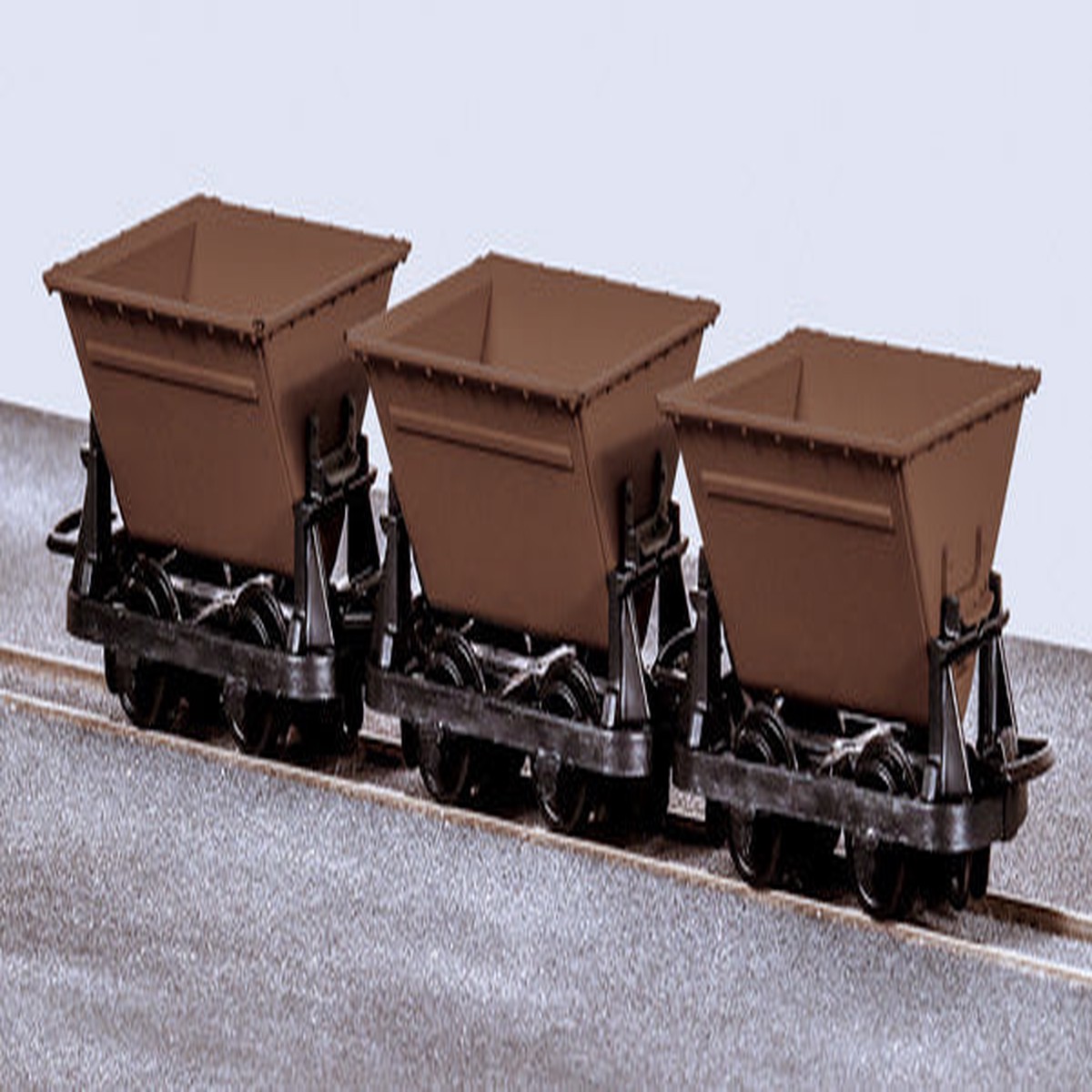 Peco 009 Rolling Stock - Hudson Rugga V Skips Brown