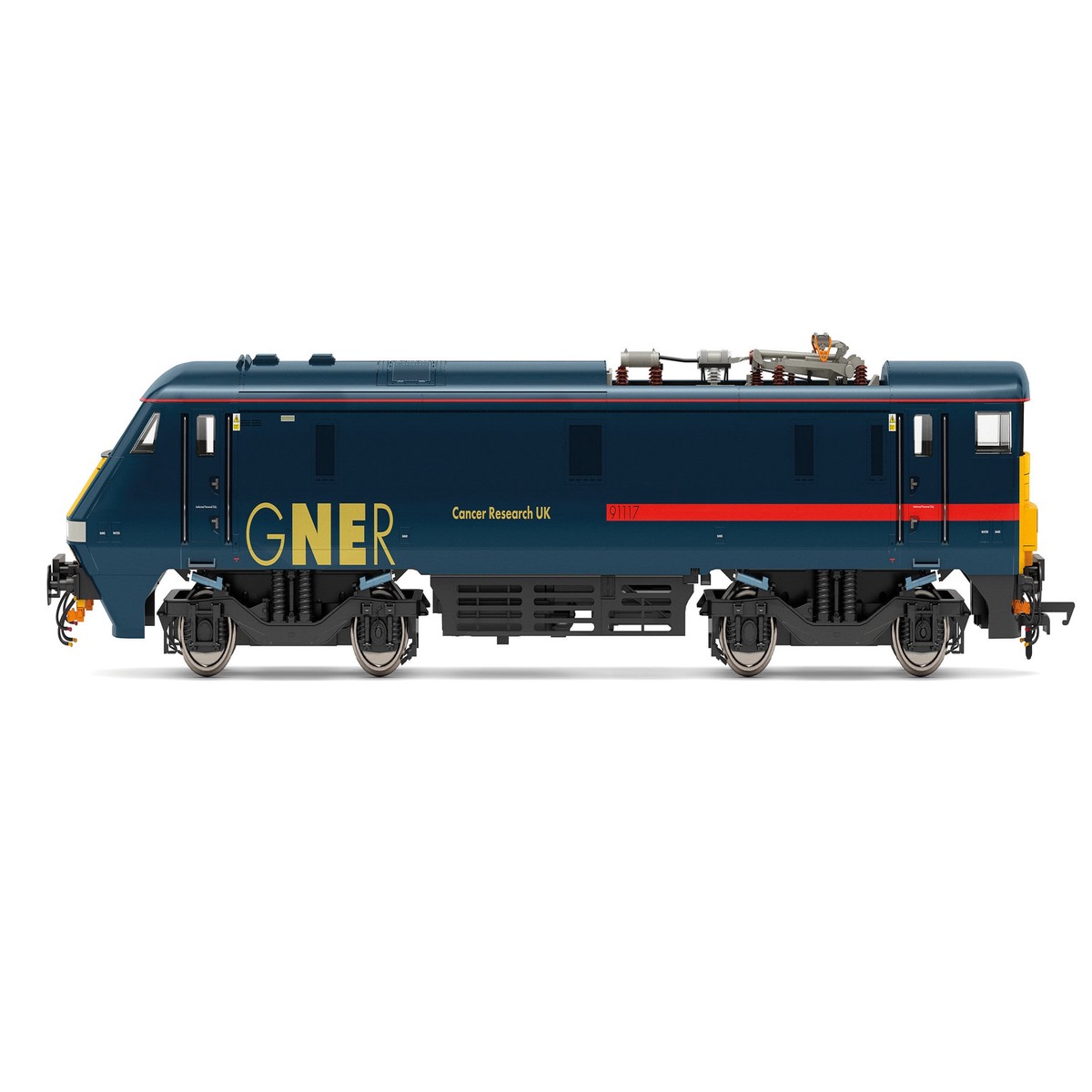 Hornby R3893 GNER, Class 91, Bo-Bo, 91117 'Cancer Research UK'