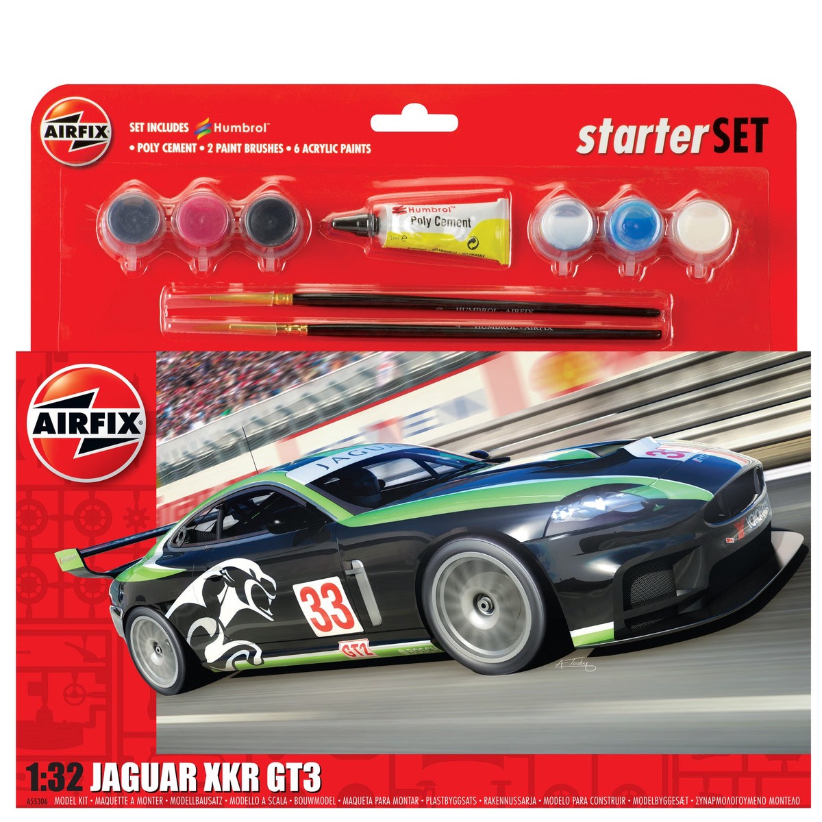 Airfix 1/32nd Starter Set Jaguar XKR GT3 (To Be Discontinued)