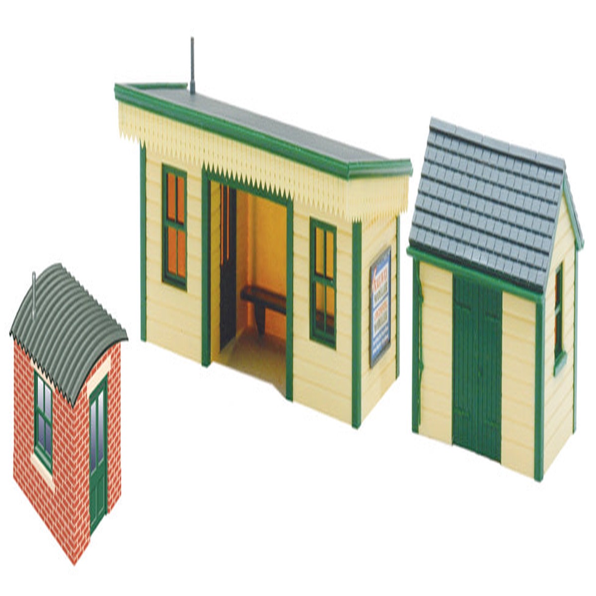 Peco Lineside Kits N Gauge Station Platform Shelter with Timber and Brick Huts