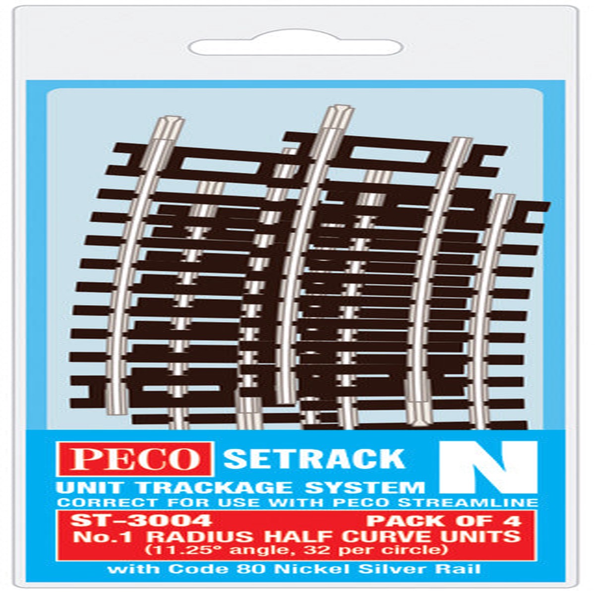 Peco ST3004 NO 1 Radius Half Curve Pack - Code 80