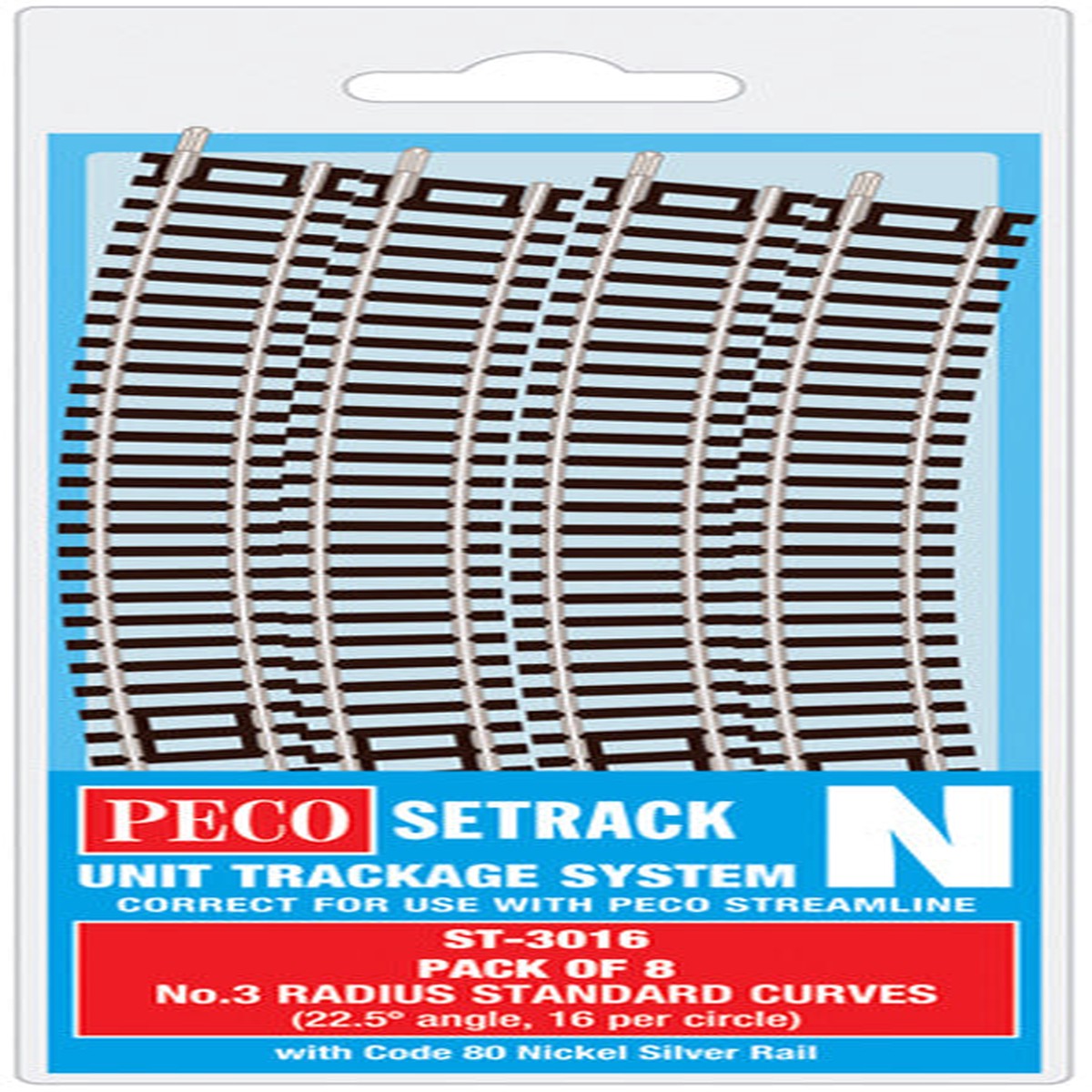 Peco ST3016 NO 3 Radius Standard Curve Pack - Code 80