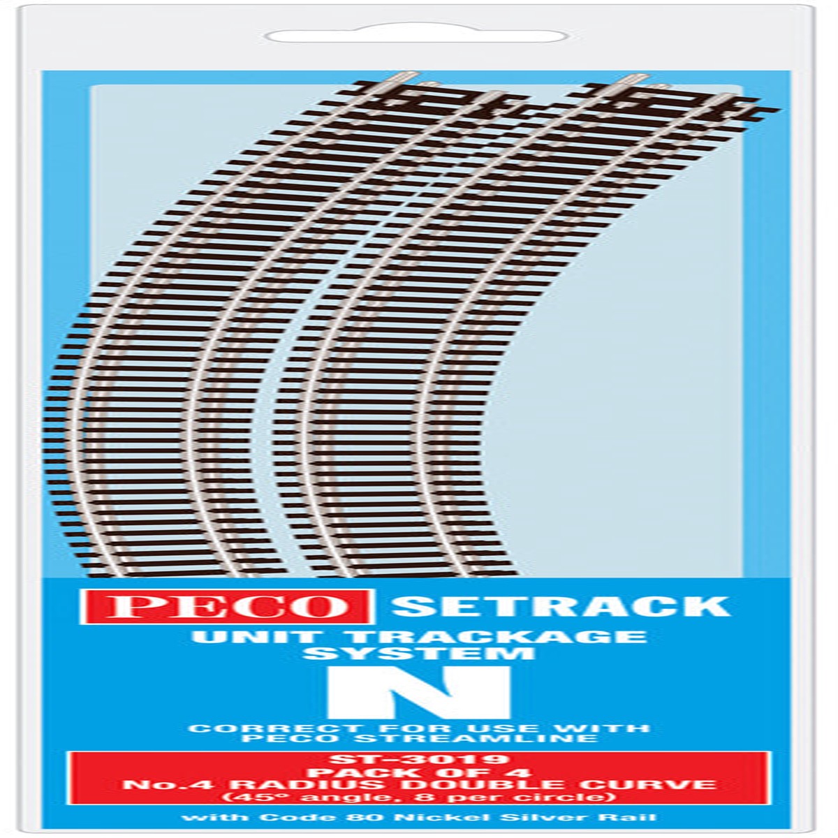 Peco ST3019 NO 4 Radius Double Curve Pack - Code 80