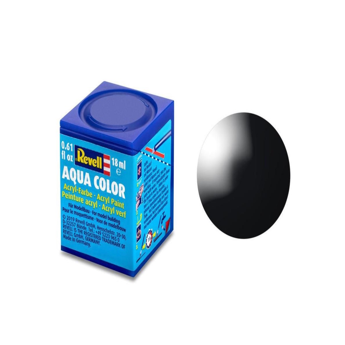 Revell Acrylic Paint - Black Gloss 18ml Tintlet