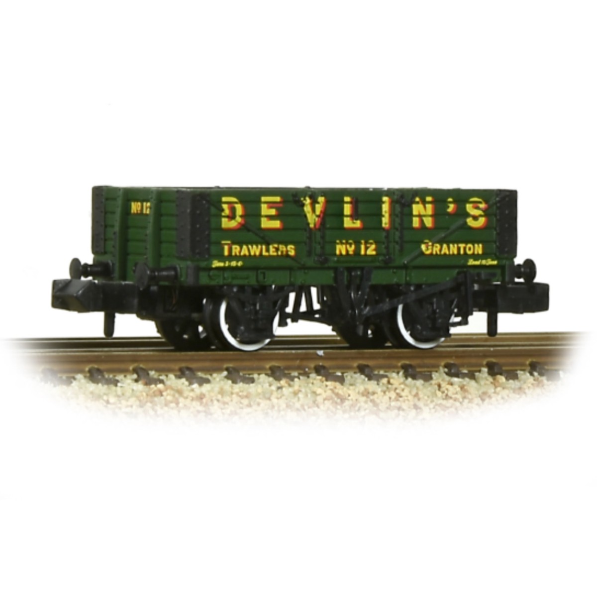 Graham Farish 377-067 5 Plank Wagon Wooden Floor 'Devlin's Trawlers' Green