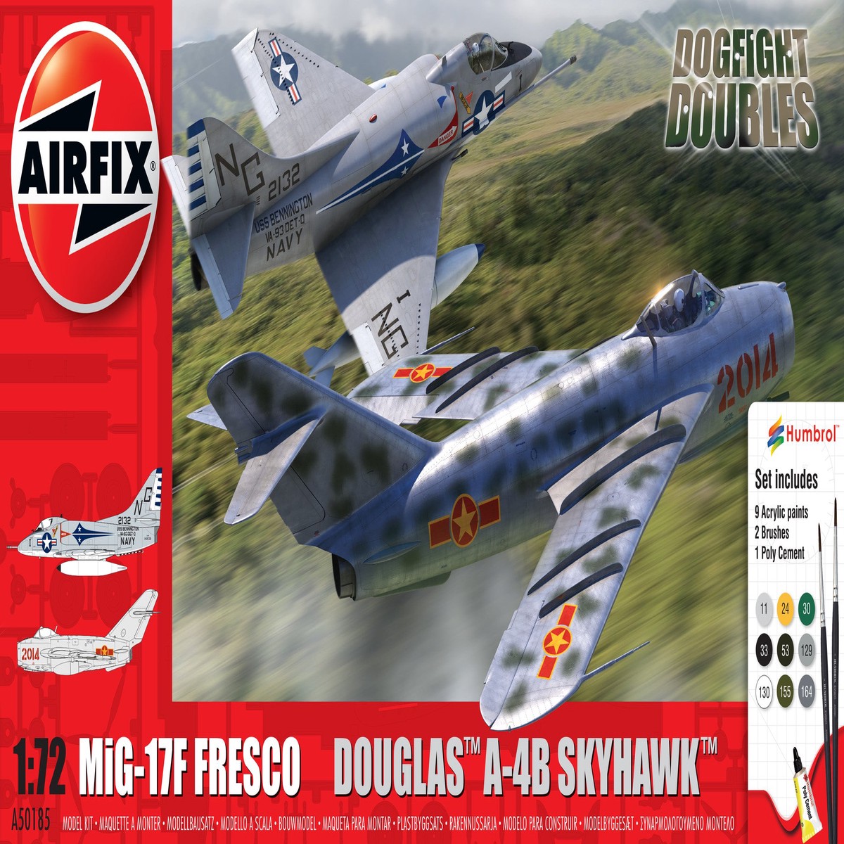 Airfix Starter Set 1/72nd A50185 Mig 17F Fresco Douglas A-4B Skyhawk Dogfight Double (To Be Discontinued)