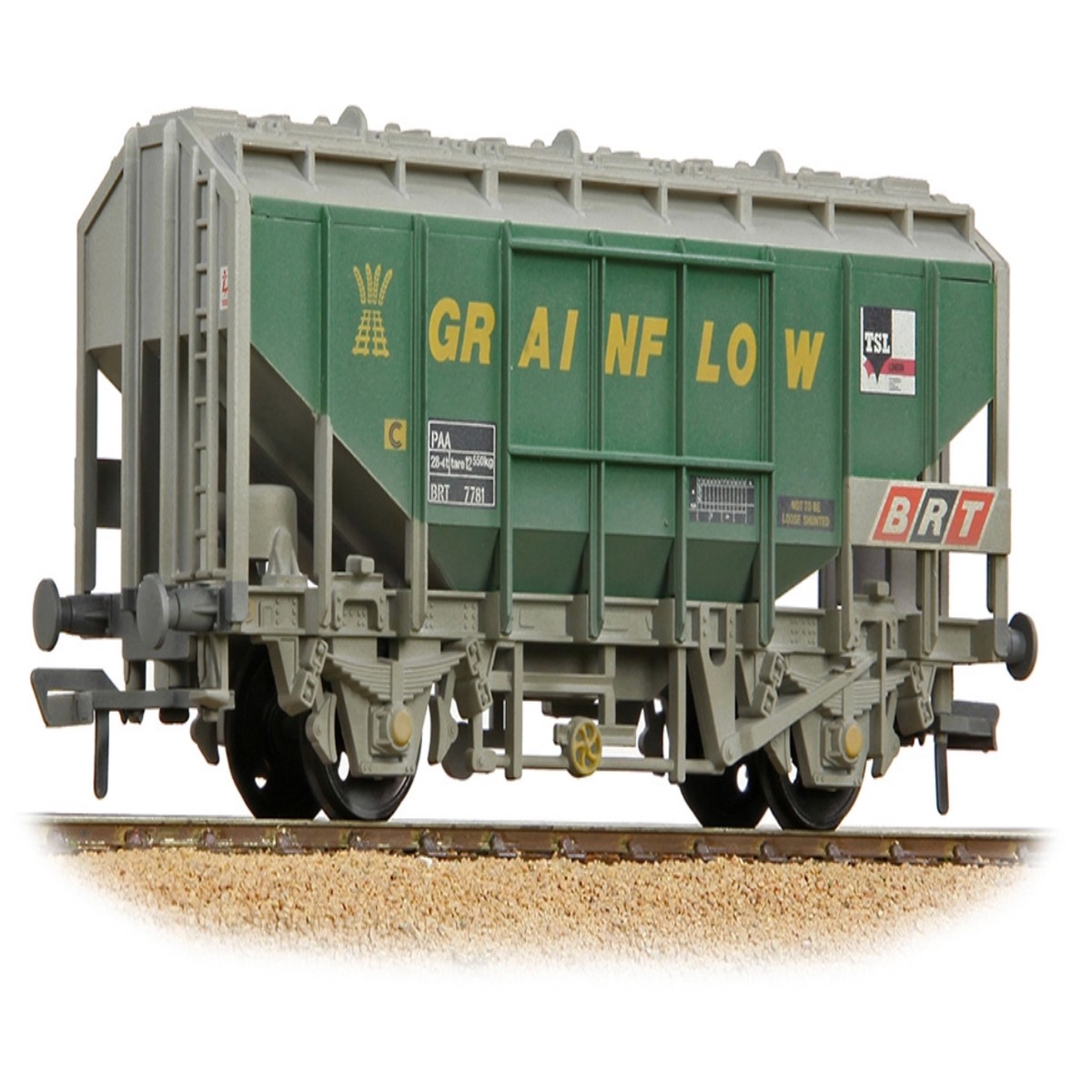 Bachmann 33-132B 35 Ton PAA Bulk Grain Wagon 'Grainflow' Green & Grey (Weathered)