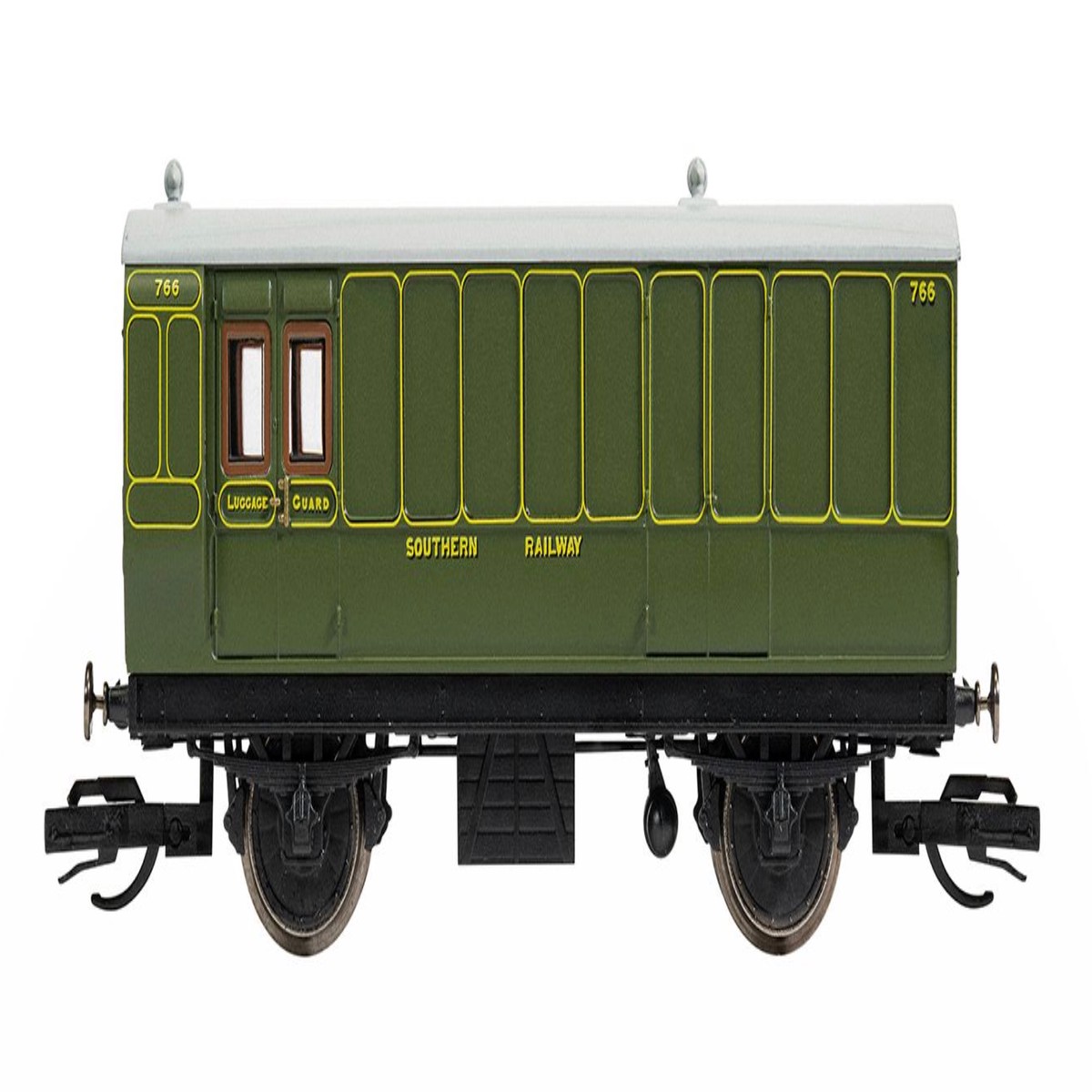 Hornby TT:120 4 Wheel Third Class Brake Baggage Coach 'No.766' SR Green - TT4054