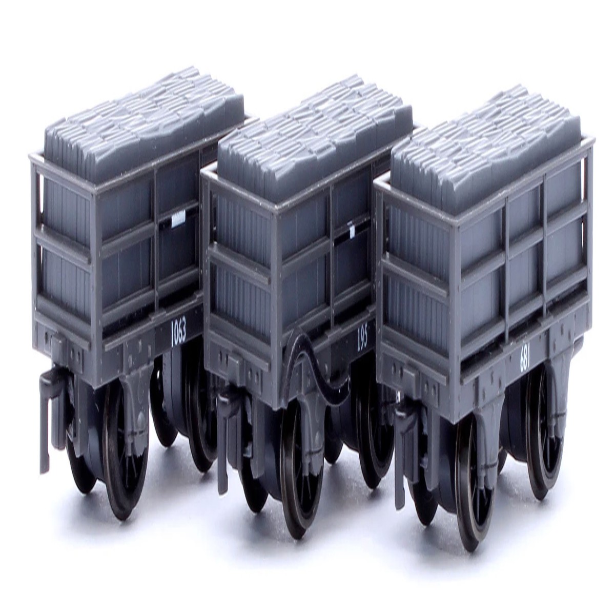 Peco 009 Rolling Stock - GR323 2T Ffestiniog Railway Welsh Slate Wagon Dark Grey Triple Pack