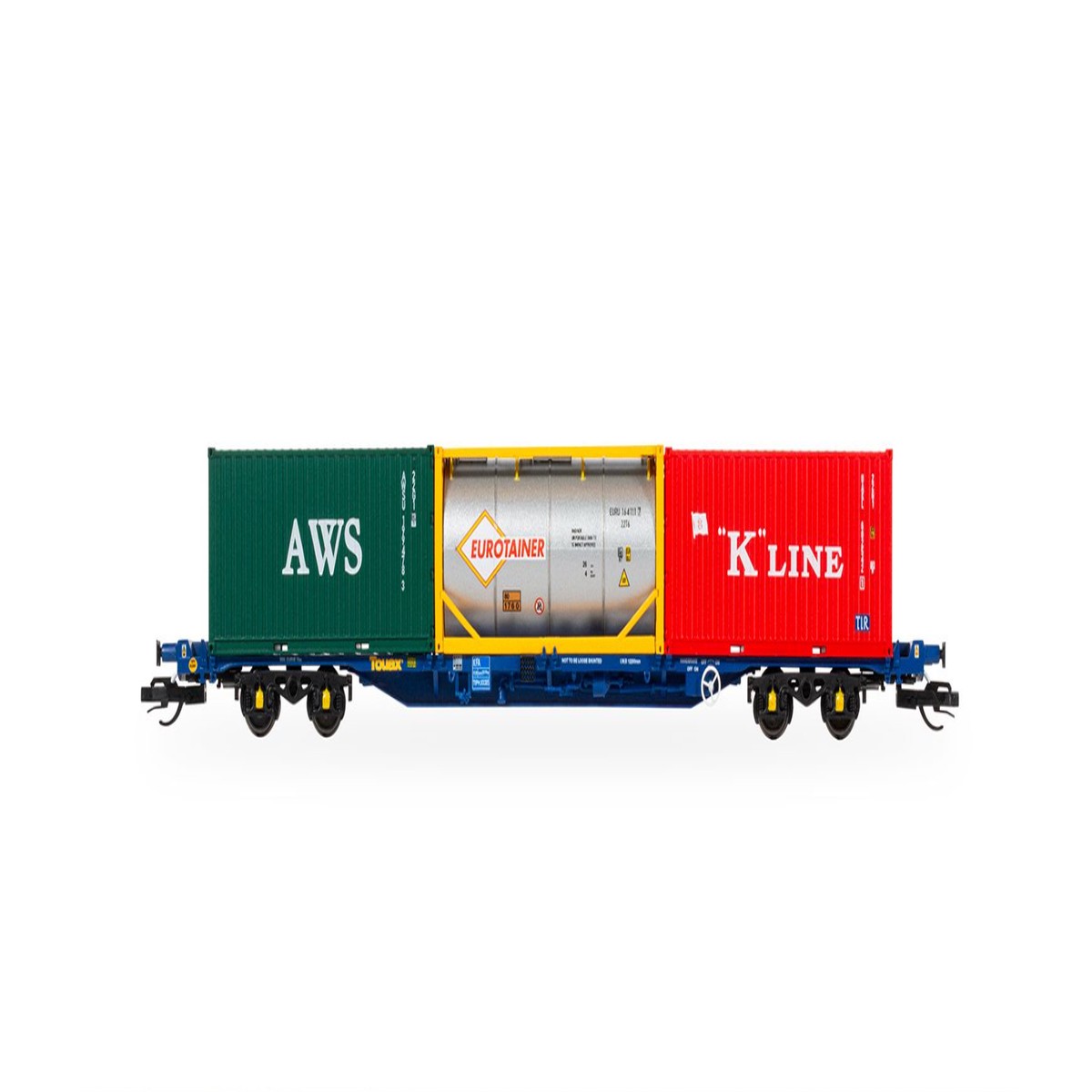 Hornby TT:120 TOUAX KFA Container Wagon with 3 x 20 Containers – TT6030