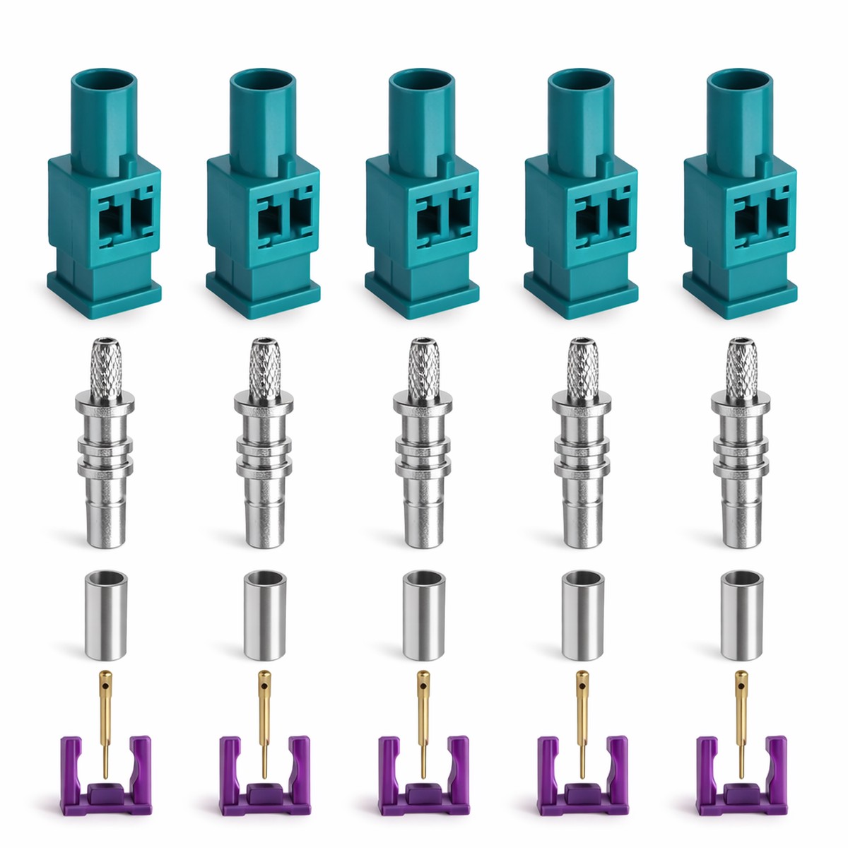 1 Pin 5 Sets Fakra Male Antenna Connector Repair Kit for RG174/RG316 Cable Adapter