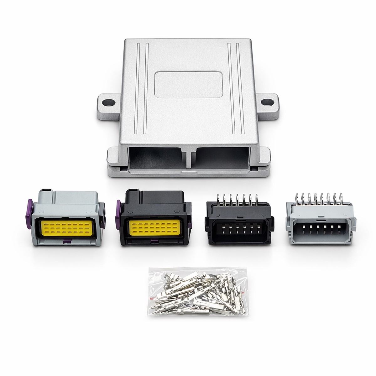 1 Set 24 Pin 48 Pin ECU Shell Aluminum Enclosure Box With Auto Connector Plug Car On-Board Controller Panel Circuit Board Socket – Black Box